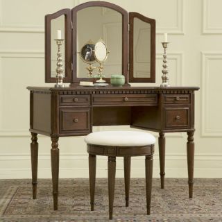 Powell Furniture Warm Cherry Vanity Set with Mirror