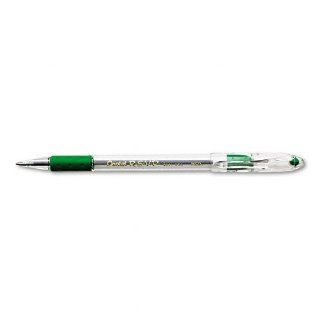 RSVP Ballpt Pen, Stick, MedPt, 1.0mm, RbbrGrp, Green Oil Base Ink/Clr Barrel, Rfbl, Clp PENBK91D  Ballpoint Stick Pens 