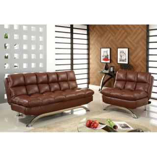 Aristo Bi Cast Leather Convertible Sofa and Chair Set