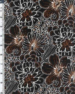Stretch Poly Jersey Knit Cosmo Floral Print Fabric By The Yard, Black