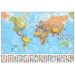 Lovell Johns World with Flags 140 Laminated Wall Map