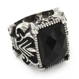 West Coast Jewelry Stainless Steel Emerald Royal Onyx Single Stone