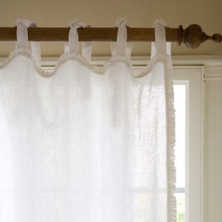 Taylor Linens Ruffle Linen Tab Top Curtain Single Panel