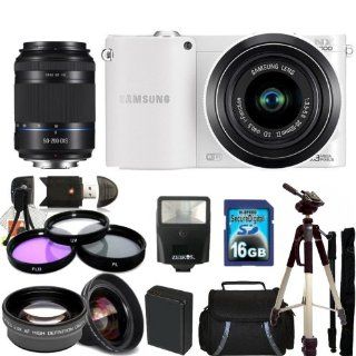 Samsung NX1000 Mirrorless Wi Fi Digital Camera (White) Kit with 20 50mm Lens & Samsung 50 200mm f/4.0 5.6 ED OIS II Lens. Includes 0.45X Wide Angle Lens, 2X Telephoto Lens, 3 Piece Filter Kit (UV CPL FLD), 16GB Memory Card & Much More  Point And 