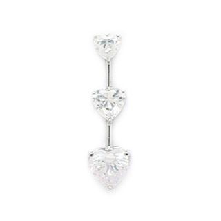 14k White Gold CZ Three Hearts Pendant  Measures 25x7mm  25 Inch