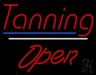 Tanning Script1 Open White Line Outdoor Neon Sign 24" Tall x 31" Wide x 3.5" Deep  Business And Store Signs 
