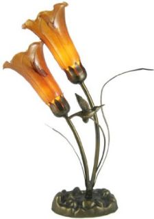 Gorgeous Hummingbird Lily Table Lamp w/ Tulip Shade 677    