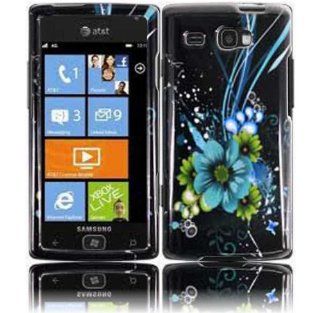 Flower Hard Case for Samsung Focus Flash i677   Blue Cell Phones & Accessories