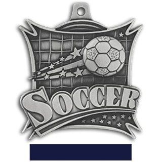 Hasty Awards 2.5 Xtreme Custom Soccer Medals M 701 SILVER MEDAL/NAVY RIBBON 2.5 XTREME MEDAL  Soccer Balls  Sports & Outdoors