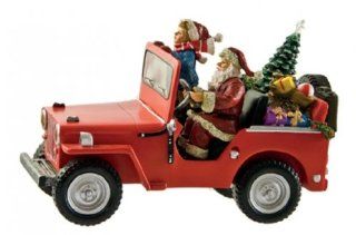 MusicBox Kingdom 53022 Santa in a Jeep Music Box, Plays 8 Different Melodies  