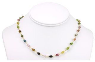 14k Gold Vermeil Tourmaline Necklace Watermelon Faceted Drops Pink Beaded Chain Spyglass Designs Jewelry