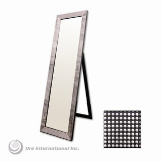 Rectangular Floor Mirror with Pearl Like Studs in Black