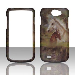 2D Racing Horses Samsung Exhibit II 4G T679 / Galaxy Exhibit 4G / Galaxy W (i8150) Wonder T Mobile Hard Case Snap on Rubberized Touch Case Cover Faceplates Cell Phones & Accessories