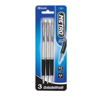 Bazic 703 24 Metro Silver 0.7mm Mechanical Pencil  Pack of 24 