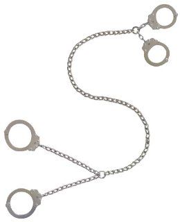 Peerless Handcuff Company, Transport Chain, Model 700TC32, Model 700 handcuff connected to Model 703 leg iron with 32" chain   Nickel Finish  Tactical Handcuffs  Sports & Outdoors