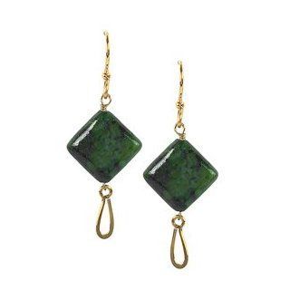 Jody Coyote Radiance Chrysocolla Kite Bead Earrings with Goldplated Squiggle GD680G Dangle Earrings Jewelry