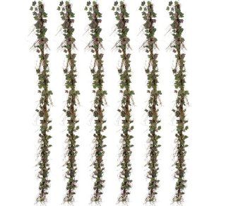SIX Artificial 6' Mini Grape Ivy Garland with Twigs _mauve   Artificial Plants
