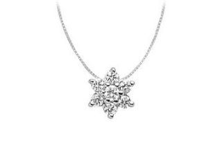 Diamond Flower Pendant 14K White Gold   0.33 CT Diamonds SUMMI Jewelry