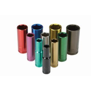 "ABC Products"   10 Piece SAE ~ 3/8" Drive   Color Coded   Deep Well   Socket Set (Sizes 5/16", 3/8", 7/16", 1/2", 9/16", 5/8", 11/16", 3/4", 13/16", & 7/8")   Home And Garden Products