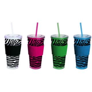 Cypress Zebra Glitter 20 oz. Freezable Insulated Cup with Straw (Set