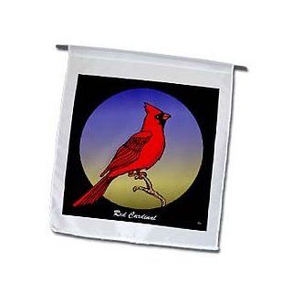 3dRose fl_25557_1 Birds Red Cardinal 2 on Black Garden Flag, 12 by 18 Inch  Outdoor Flags  Patio, Lawn & Garden