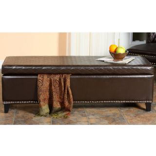 Home Loft Concept Plymouth Bonded Leather Quilted Storage Ottoman