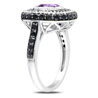 Amour Sterling Sliver Cushion Cut Amethyst Halo Ring