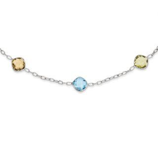 Sterling Silver 18in. Multi Color Gemstone Necklace, Best Quality Free Gift Box Satisfaction Guaranteed Chain Necklaces Jewelry