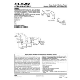 Elkay 3 Hole Installation Two Handle Widespread Kitchen Faucet with