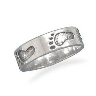Ring Footprints In the Sand Inspirational Sterling Silver Band Size 6 Jewelry