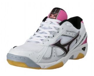 MIZUNO Wave Twister 2 Ladies Indoor Court Shoes, White/Black/Silver/Pink, US11.5 Shoes