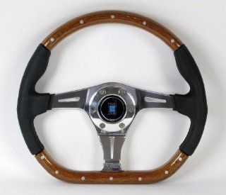 Nardi Steering Wheel   Kallista   350mm (13.78 inches)   Wood and Black Leather   Polished Spokes   Part # 5055.35.3000 Automotive