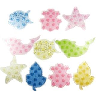 kilofly Bathtub Non Skid Grips Value Pack [Random Color Set of 10], Dolphin, Starfish, Round Fish, Frog & Maple Leaf