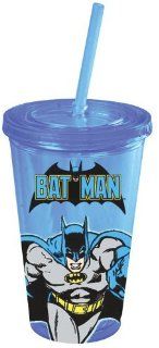 Batman Action Travel Cup with Lid and Straw Travel Mugs Kitchen & Dining