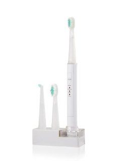 GSI Super Quality Electronic Rechargeable Sonic Power Toothbrush With Cradle Base   Includes 3 Types Of Brush Heads, Auto Timer, And 3 Brushing Modes   White Health & Personal Care