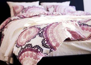 Ikea Lyckoax Duvet Cover and 2 Pillowcases Set, White, Lilac Full/queen   Ikea Duvet Purple