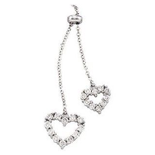14K White Gold 1/2 Ct Tw Diamond Hearts Necklace by US Gems Jewelry