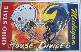 Ohio State Buckeyes Michigan Rivalry House Divided Helmet Flag 5' X 3' 