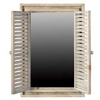 Window Mirror w/ 2 Louvered Shutters 18"x25"   Window Treatment Louver Shutters