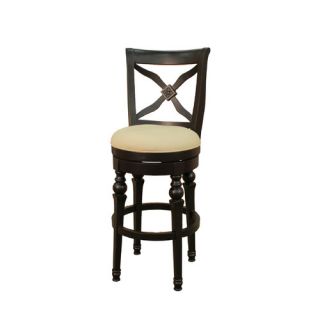 American Heritage Livingston Stool in Antique Black with Stone Fabric