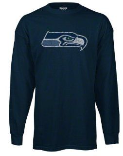 Seattle Seahawks Faded Logo Blue Reebok Long Sleeve T Shirt (X Large)  Sports Fan T Shirts  Sports & Outdoors