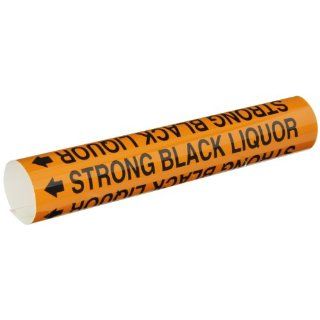 Brady 5852 O High Performance   Wrap Around Pipe Marker, B 689, Black On Orange Pvf Over Laminated Polyester, Legend "Strong Black Liquor" Industrial Pipe Markers