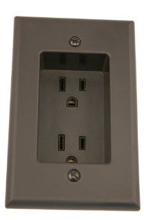 Leviton 689 E 15 Amp 1 Gang Recessed Duplex Receptacle, Residential Grade, with Screws Mounted to Housing, Black   Electrical Outlets  