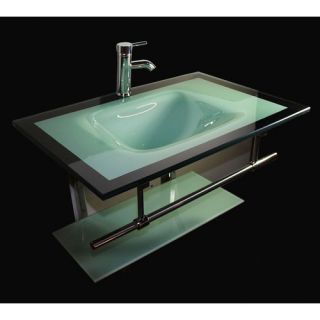 31 Floating Wall Mount Tempered Glass Bathroom Vanity Set