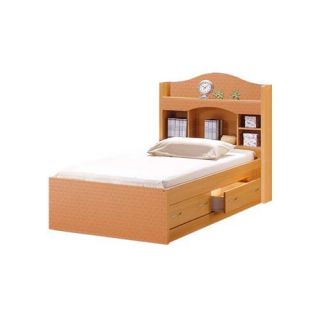 Twin Platform Bed with 2 Drawers and Bookcase Headboard