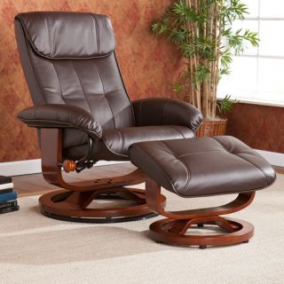 Carter Bonded Leather Recliner and Ottoman