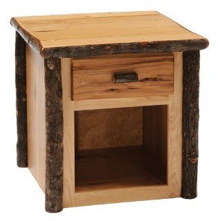 Hickory 1 Drawer Log End Table (Rustic Maple)  