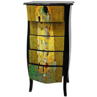 Oriental Furniture Klimt The Kiss 5 Drawer Lingerie Cabinet in