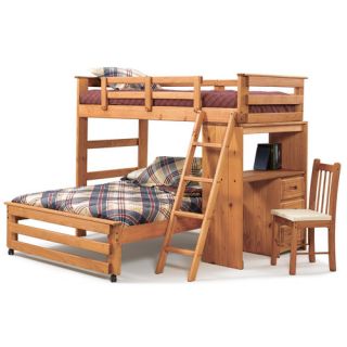Twin over Twin L Shaped Bunk Bed with Chest and Desk End
