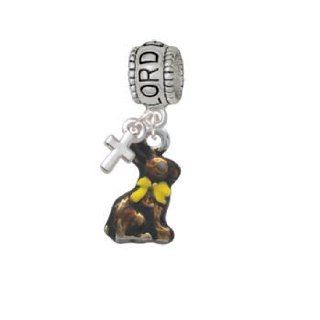 3 D Chocolate Bunny Lord Guide Me Charm Bead with Cross Delight & Co. Jewelry